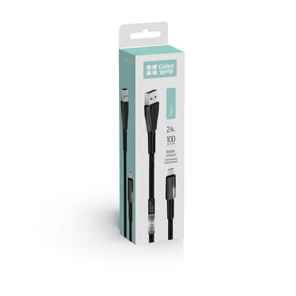 Кабел за данни и зареждане USB-A - USB-C ColorWay CW-CBUC035, 18W, 1m, Черен