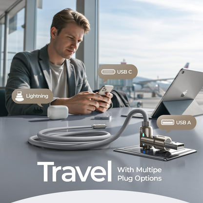 Кабел за данни и зареждане USB-A / USB-C - Lightning / USB-C Lisen 4in1, 240W, 2m, Сив YL0124110002