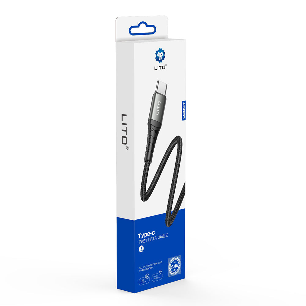 Кабел за данни и зареждане USB-A - USB-C Lito LD08T, 18W, 1m, Черен