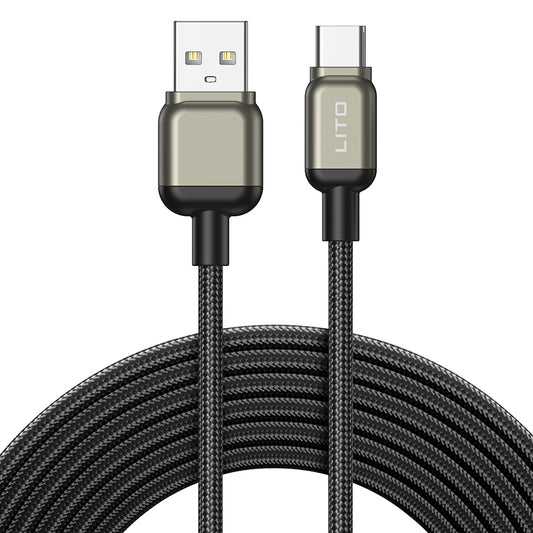 Кабел за данни и зареждане USB-A - USB-C Lito LD17, 18W, 1m, Черен