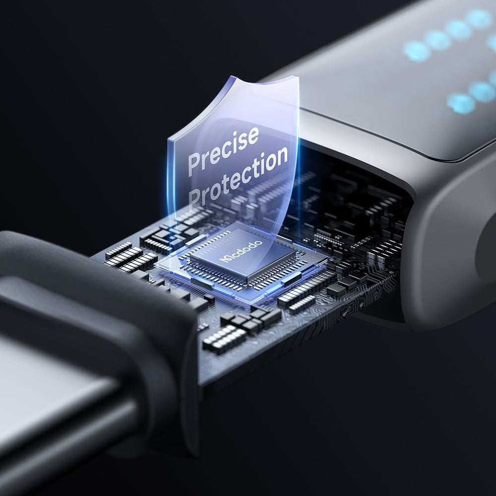 Кабел за данни и зареждане USB-A - USB-C McDodo CA-2350 Display, 100W, 1.2m, Черен