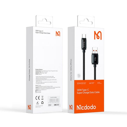 Кабел за данни и зареждане USB-A - USB-C McDodo CA-4730, 120W, 1.5m, Черен