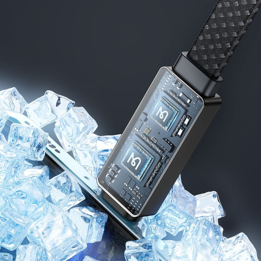 Кабел за данни и зареждане USB-A - USB-C McDodo CA-4980 Rythm Display, 100W, 1.2m, Черен