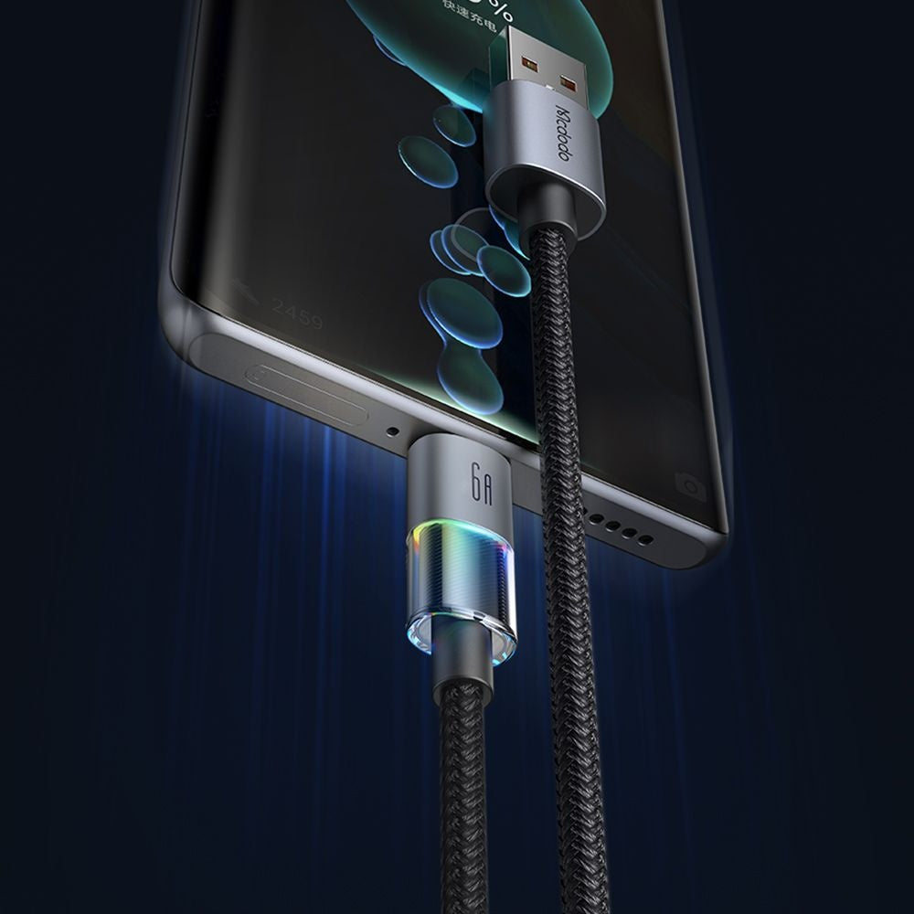 Кабел за данни и зареждане USB-A - USB-C McDodo CA-8180 Colorful, 66W, 1.2m, Черен