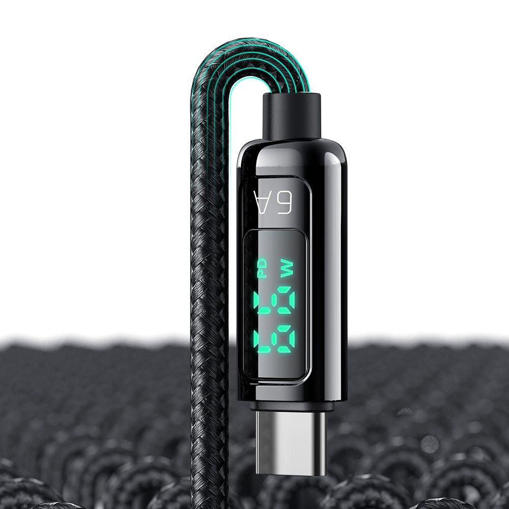 Кабел за данни и зареждане USB-A - USB-C McDodo CA-8690 Display, 66W, 1.2m, Черен