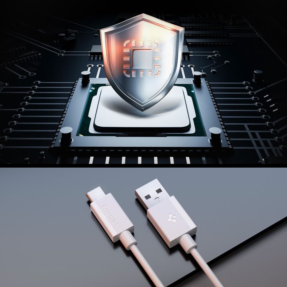 Кабел за данни и зареждане USB-A - USB-C Spigen Essential, 60W, 1m, Бял