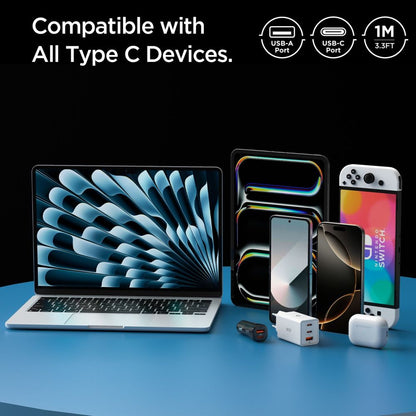 Кабел за данни и зареждане USB-A - USB-C Spigen Essential, 60W, 1m, Бял