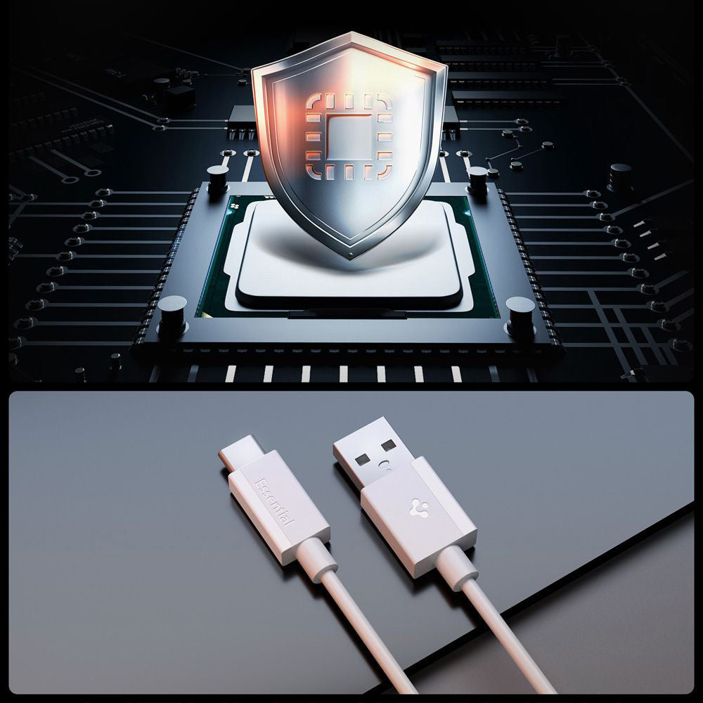 Кабел за данни и зареждане USB-A - USB-C Spigen Essential, 60W, 2m, Бял