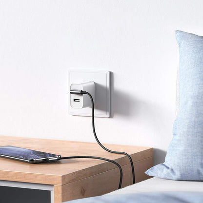Кабел за данни и зареждане USB-A - USB-C UGREEN US176 Angled, 18W, 3m, Сив
