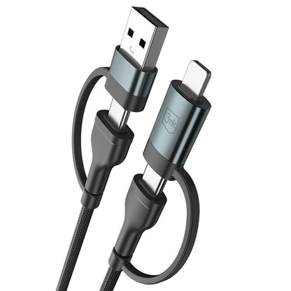 Кабел за данни и зареждане USB-A / USB-C - USB-C / Lightning 3MK Hyper N, 60W, 1.2m, Черен