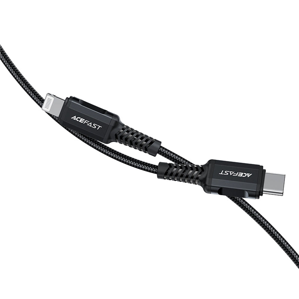 Кабел за данни и зареждане USB-C - Lightning Acefast C4-01, 30W, 1.8m, Черен