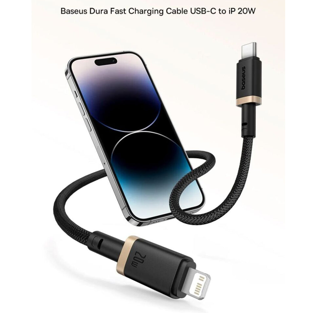 USB-C to Lightning Data and Charging Cable Baseus Dura Series, 20W, 2m, Black Gold P10377800U01-02