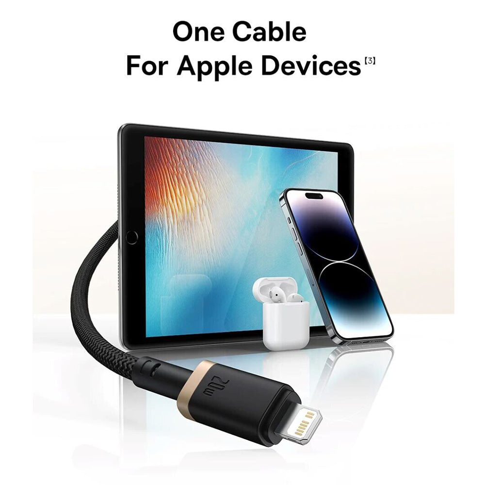 USB-C to Lightning Data and Charging Cable - Baseus Dura Series, 20W, 2m, Red Black E0420802