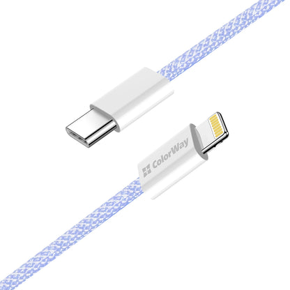 Кабел за данни и зареждане USB-C - Lightning ColorWay CW-CBPDCL061, 27W, 1m, Лилав