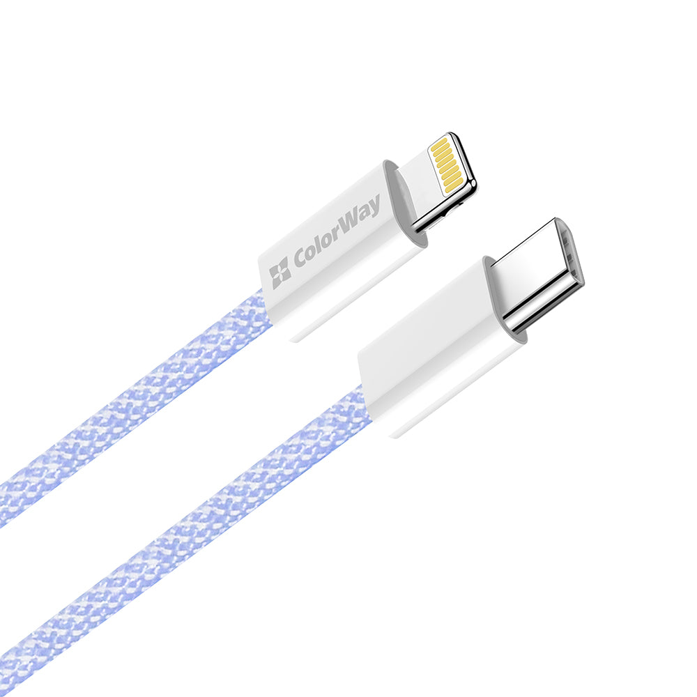Кабел за данни и зареждане USB-C - Lightning ColorWay CW-CBPDCL061, 27W, 1m, Лилав