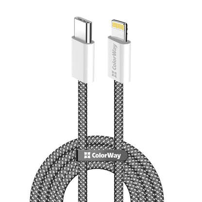 Кабел за данни и зареждане USB-C - Lightning ColorWay CW-CBPDCL061, 27W, 1m, Черен