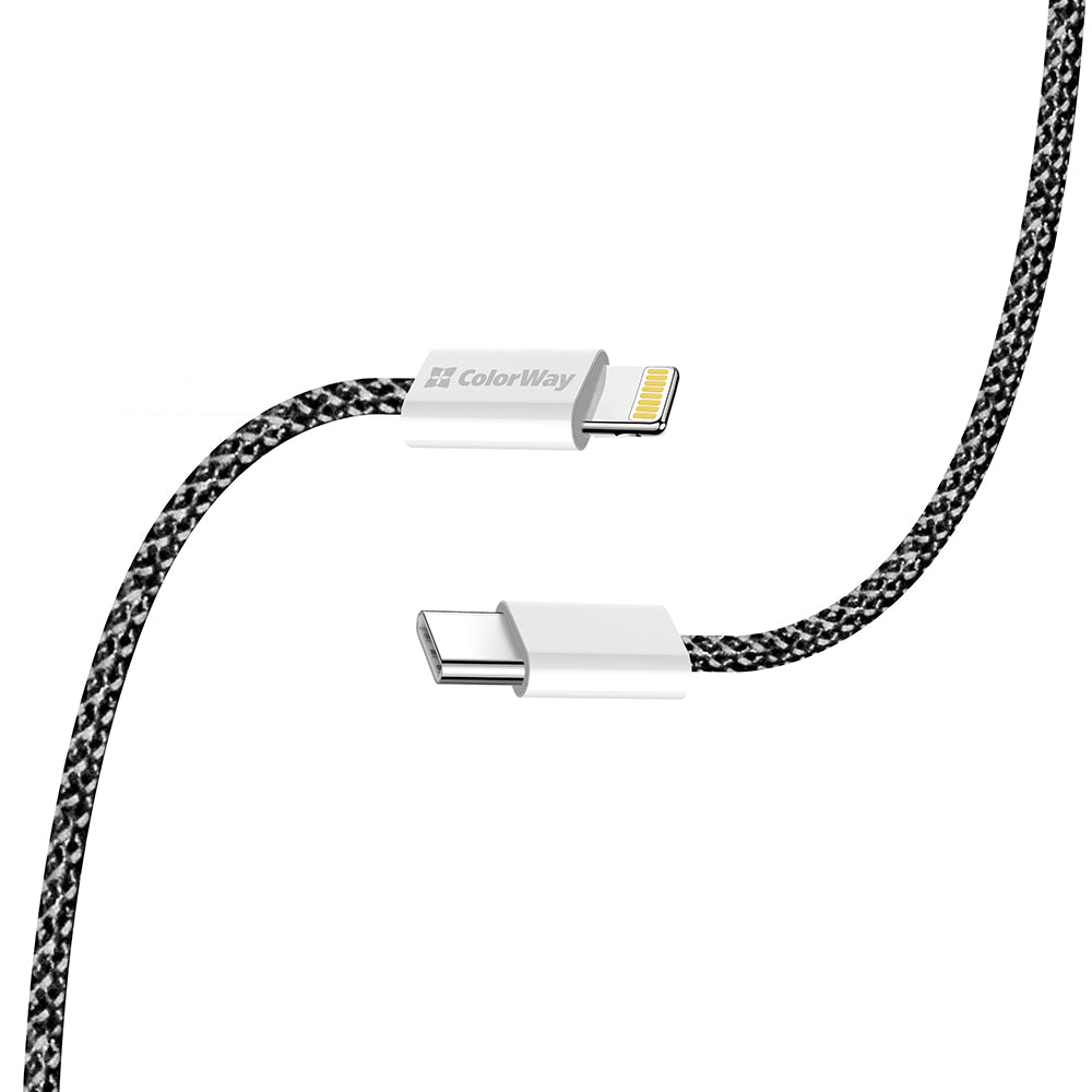 Кабел за данни и зареждане USB-C - Lightning ColorWay CW-CBPDCL061, 27W, 1m, Черен