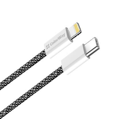 Кабел за данни и зареждане USB-C - Lightning ColorWay CW-CBPDCL061, 27W, 1m, Черен