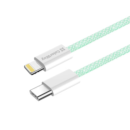 Кабел за данни и зареждане USB-C - Lightning ColorWay CW-CBPDCL061, 27W, 1m, зелен