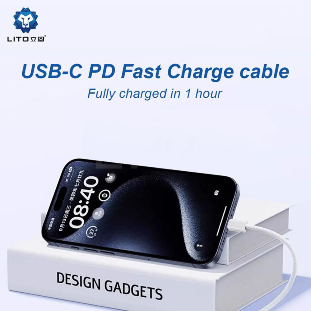 Кабел за данни и зареждане USB-C - Lightning Lito LD04CL, 27W, 2m, Бял