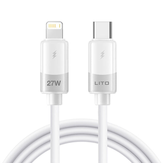 Кабел за данни и зареждане USB-C - Lightning Lito LD07, 27W, 1m, Бял