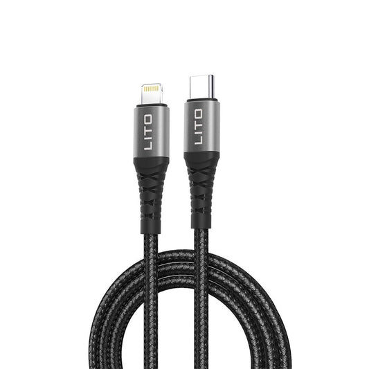 Кабел за данни и зареждане USB-C - Lightning Lito LD08CL, 27W, 1m, Черен