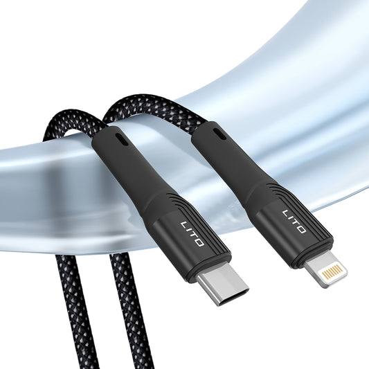 Кабел за данни и зареждане USB-C - Lightning Lito LD14CL, 30W, 1m, Черен