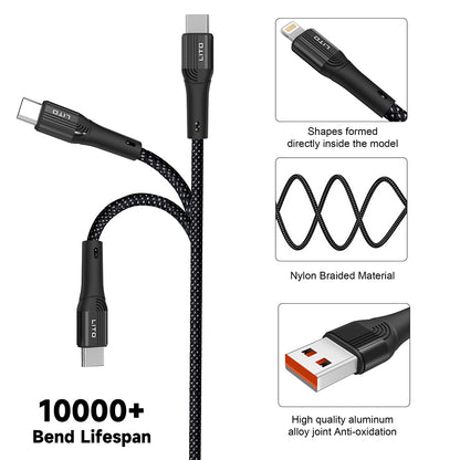 Кабел за данни и зареждане USB-C - Lightning Lito LD14CL, 30W, 1m, Черен