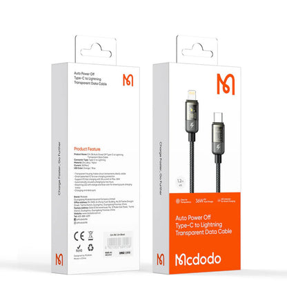 Кабел за данни и зареждане USB-C - Lightning McDodo CA-3160 Auto Power Off, 36W, 1.2m, Черен