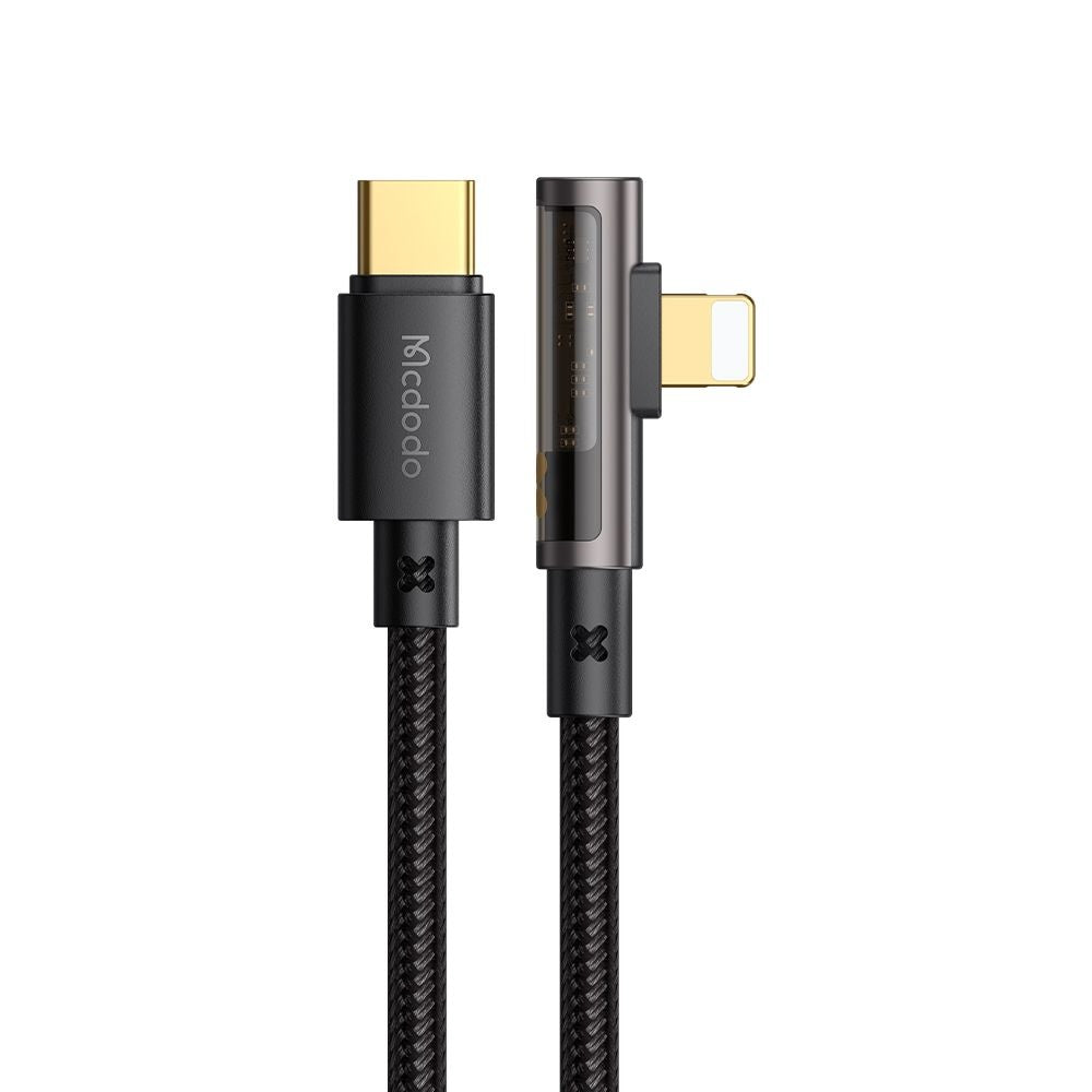 Кабел за данни и зареждане USB-C - Lightning McDodo CA-3390 Angled, 36W, 1.2m, Черен