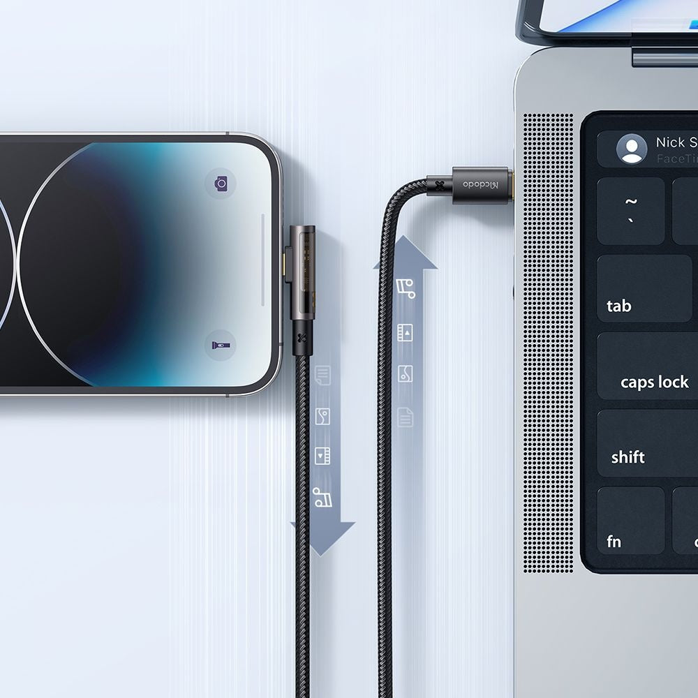 Кабел за данни и зареждане USB-C - Lightning McDodo CA-3390 Angled, 36W, 1.2m, Черен