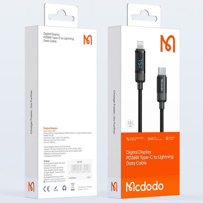 Кабел за данни и зареждане USB-C - Lightning McDodo CA-5210 Bat Display, 36W, 1.2m, Черен