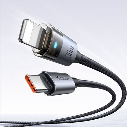 Кабел за данни и зареждане USB-C - Lightning McDodo CA-6940, 36W, 1.2m, Черен