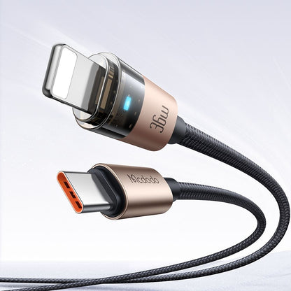 Кабел за данни и зареждане USB-C - Lightning McDodo CA-6941, 36W, 1.2m, Златист