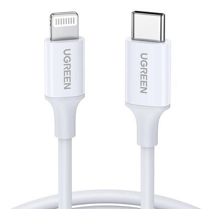 Кабел за данни и зареждане USB-C - Lightning UGREEN US171 (10493), 20W, 1m, Бял