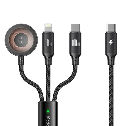 Кабел за зареждане USB-C - Lightning / USB-C / QI McDodo CA-4940 O 3в1, 100W, 1.2m, Черен