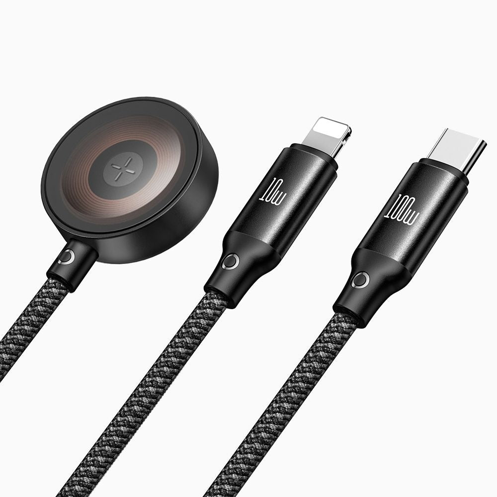 Кабел за зареждане USB-C - Lightning / USB-C / QI McDodo CA-4940 O 3в1, 100W, 1.2m, Черен