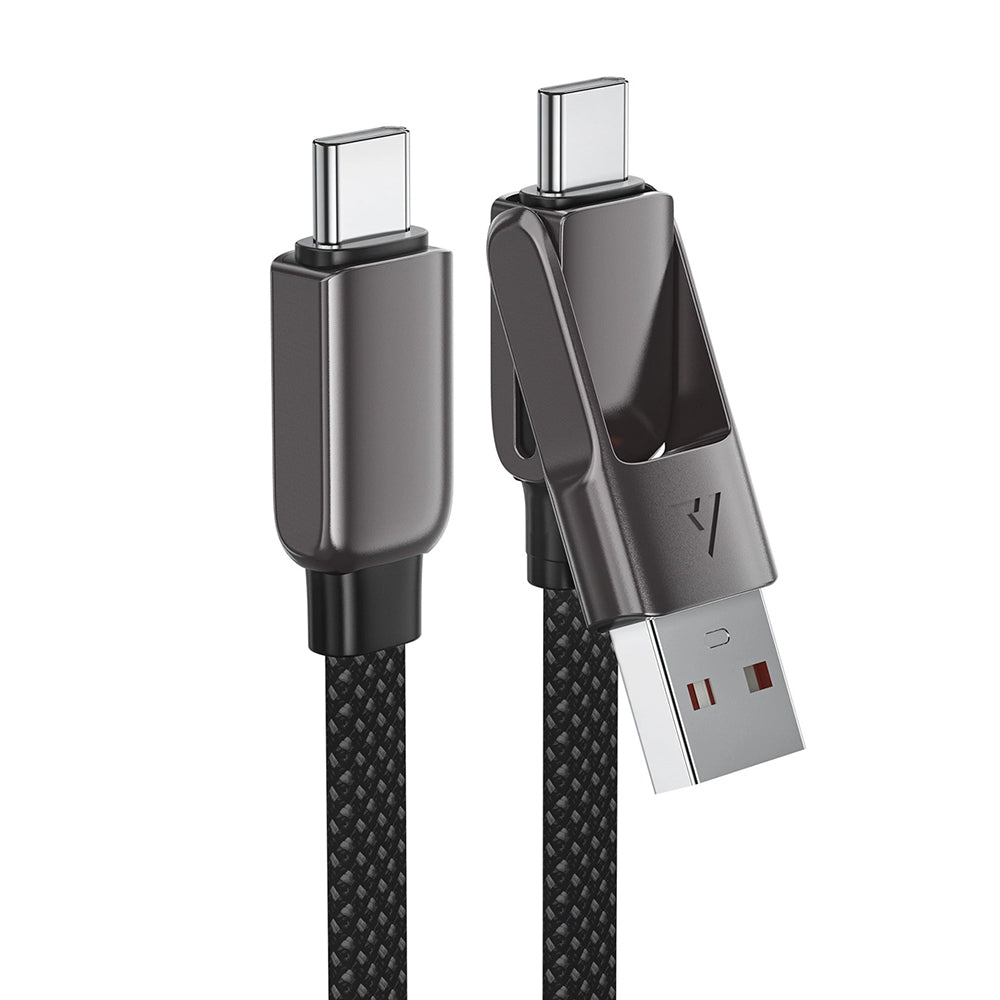 Кабел за данни и зареждане USB-C - USB-A / USB-C Acefast C13-04, 60W, 1.2m, Черен