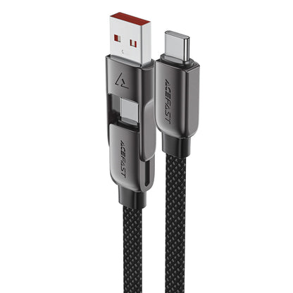 Кабел за данни и зареждане USB-C - USB-A / USB-C Acefast C13-04, 60W, 1.2m, Черен