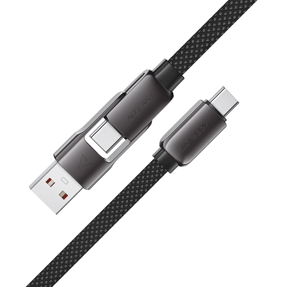 Кабел за данни и зареждане USB-C - USB-A / USB-C Acefast C13-04, 60W, 1.2m, Черен