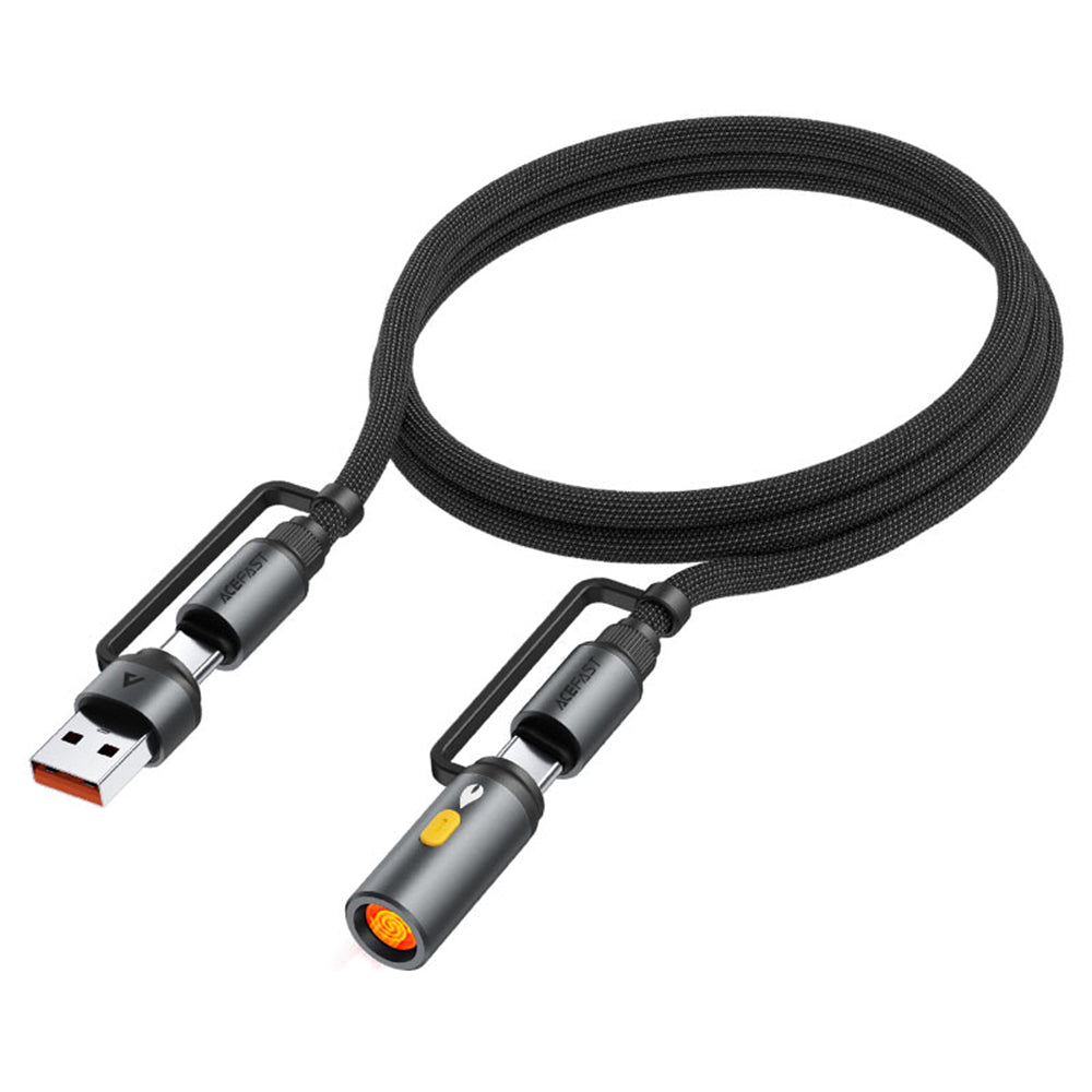Кабел за данни и зареждане USB-C / USB-A - USB-C / Запалка Acefast J6, 60W, 1.2m, Черен