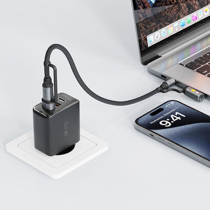 Кабел за данни и зареждане USB-C / USB-A - USB-C / Запалка Acefast J6, 60W, 1.2m, Черен