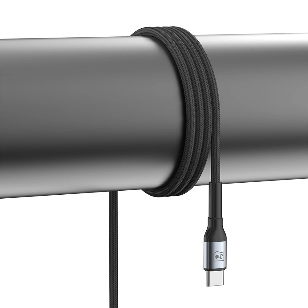 Кабел за данни и зареждане USB-C - USB-C 3MK Hyper N, 240W, 2м, Черен
