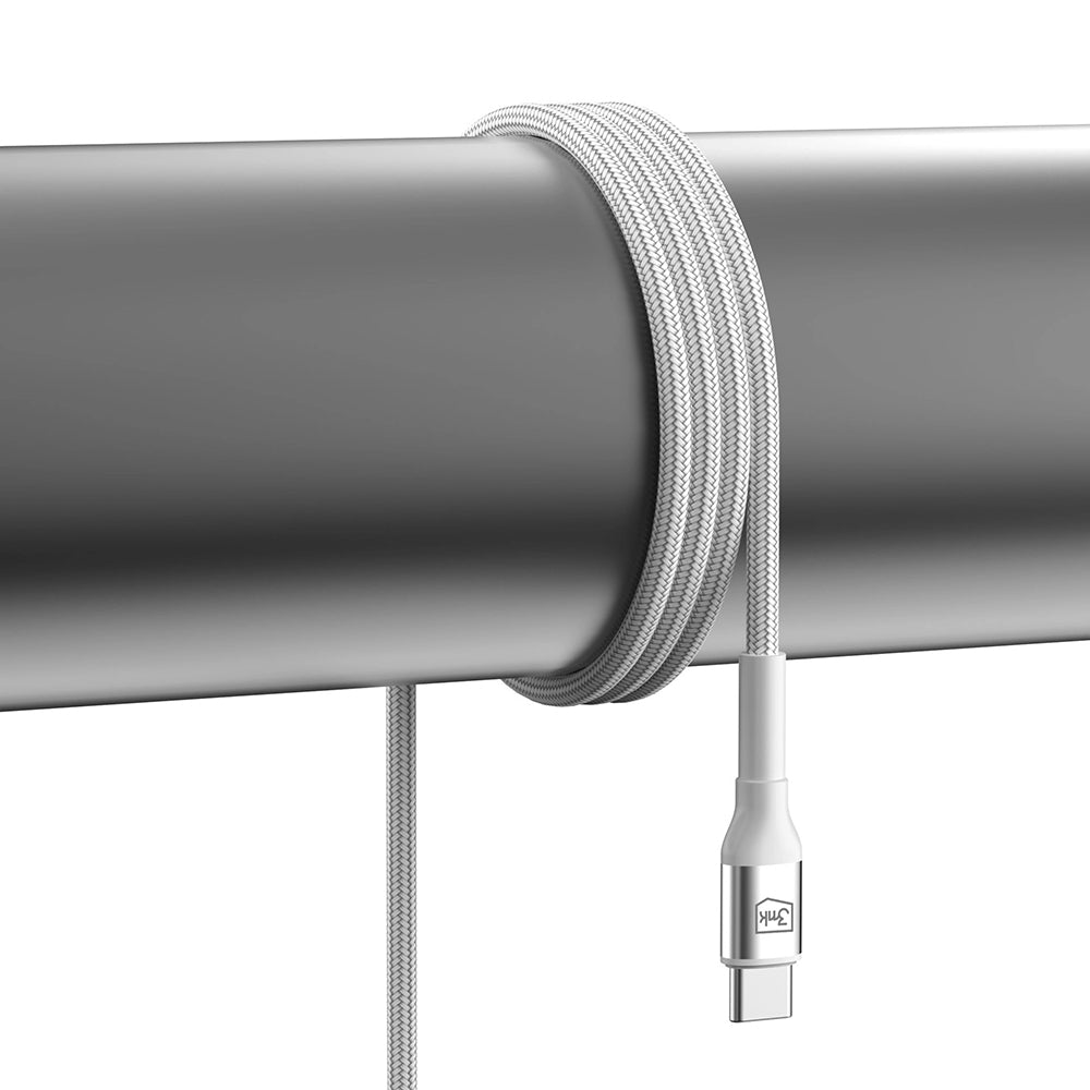 Кабел за данни и зареждане USB-C - USB-C 3MK Hyper N, 60W, 1m, Бял