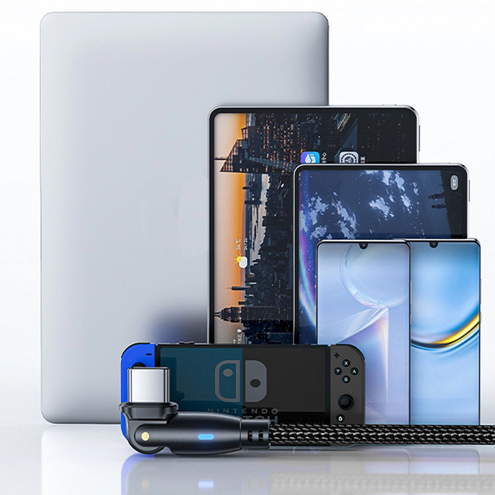 Кабел за данни и зареждане USB-C - USB-C 3MK Hyper N Angled, 60W, 2m, Черен