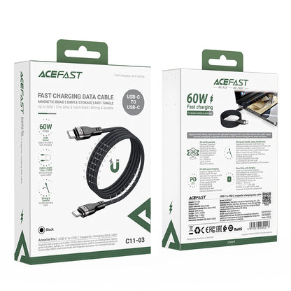 Кабел за данни и зареждане USB-C - USB-C Acefast C11-03, 60W, 1.2m, Черен