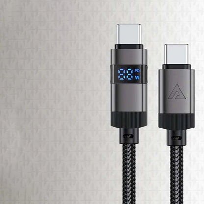 Кабел за данни и зареждане USB-C - USB-C Acefast C15-03 Display, 60W, 1.2m, Черен