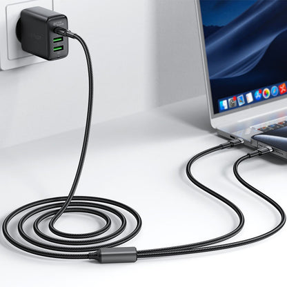 Кабел за данни и зареждане USB-C - 2 x USB-C Acefast C22-02, 100W, 1.25m, Черен