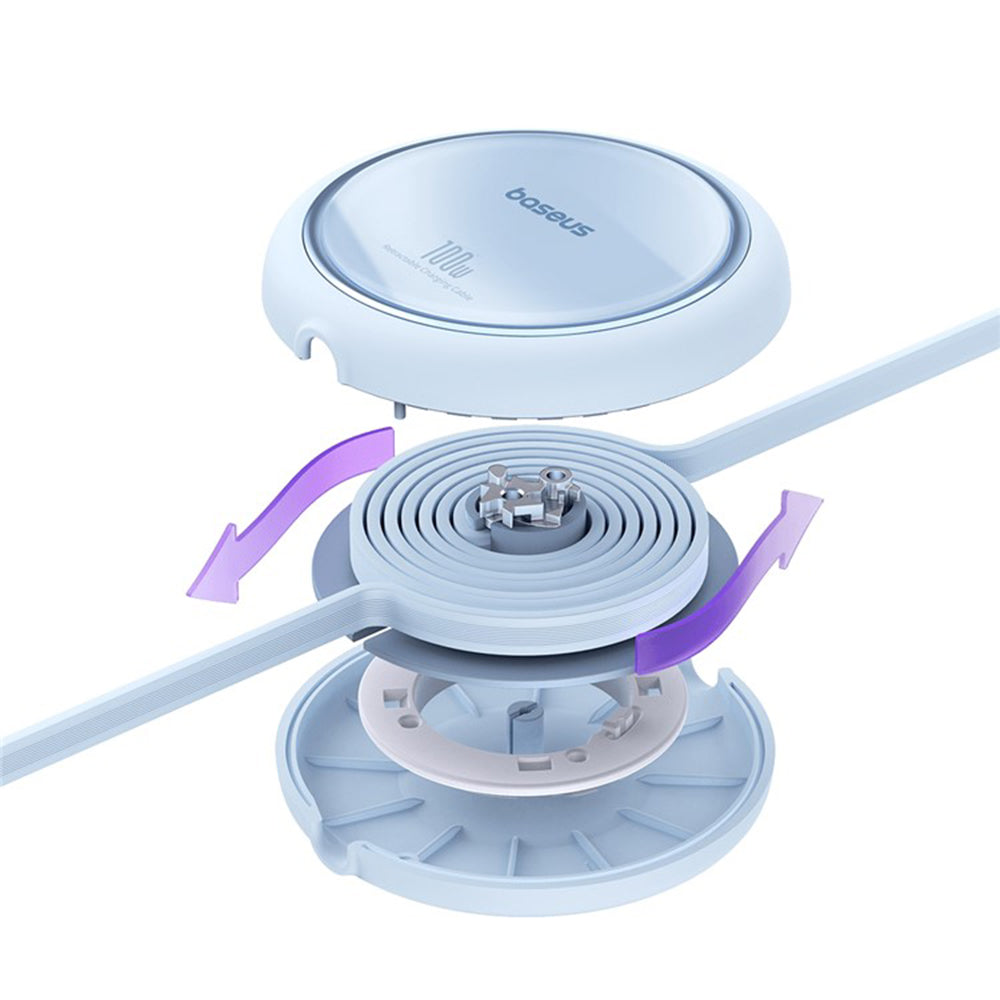 Кабел за данни и зареждане USB-C - USB-C Baseus Free2Draw Mini Retractable, 100W, 1m, Син P10364500311-00