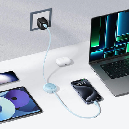 Кабел за данни и зареждане USB-C - USB-C Baseus Free2Pull Mini Retractable, 60W, 1m, Син P10364500311-01